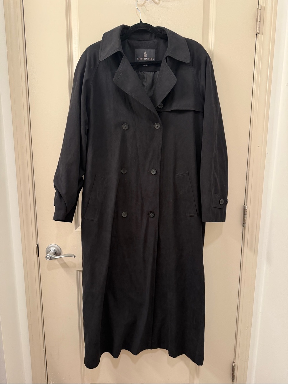 London Fog Black Double-Breasted Trench Coat Size 12
